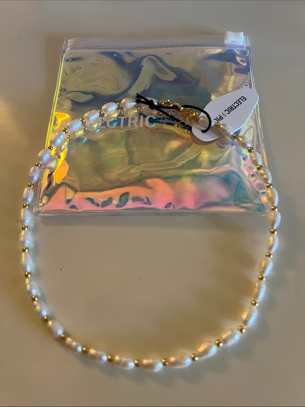 Electric Picks Freshwater Pearl Choker - gold